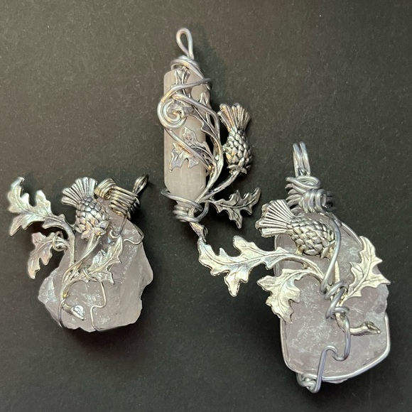 Scottish thistle xmas decoration set, purple Scottish thistle crystal yule gift - Picture 5 of 13